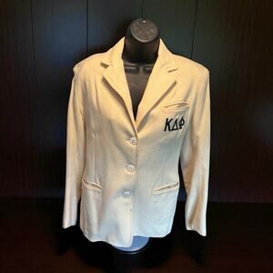 Vintage Sorority Jacket Kappa Delta Phi Cream Wool Blazer Sz M Eton Britisher